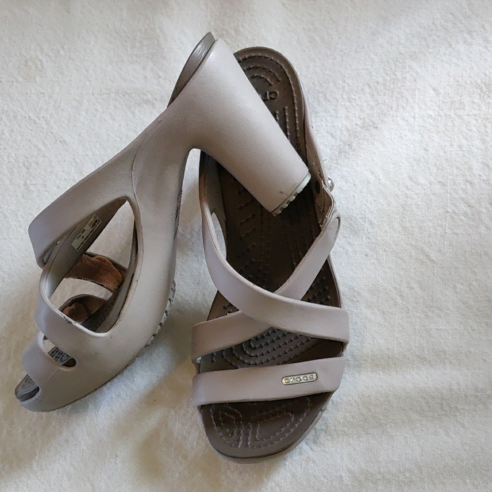 Crocs Cyprus heels, color is putty